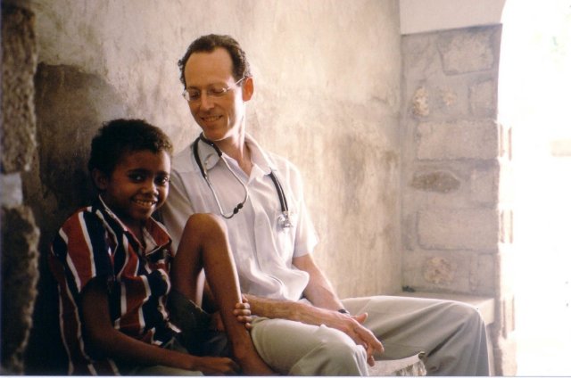 Paul Farmer, physician and medical anthropologist, at a Partners in Health clinic Source: Bending the Arc website  